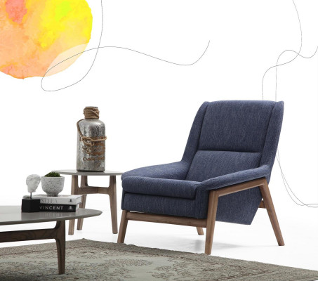 Sessel Ohrensessel Sitzer Cocktailsessel Stoff Wohnzimmer Modern Blau