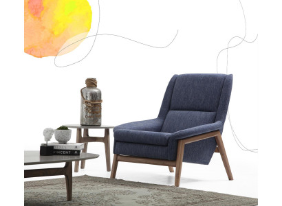 Sessel Ohrensessel Sitzer Cocktailsessel Stoff Wohnzimmer Modern Blau