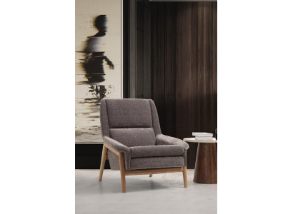 Ohrensessel Sessel Sitzer Cocktailsessel Stoff Wohnzimmer Modern Grau