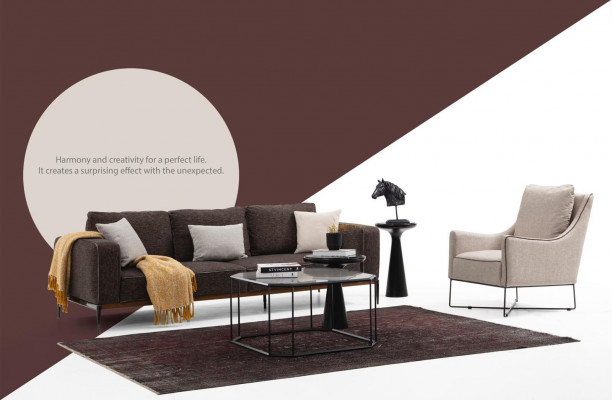 Ohrensessel Sessel Sitzer Cocktailsessel Stoff Wohnzimmer Modern Beige