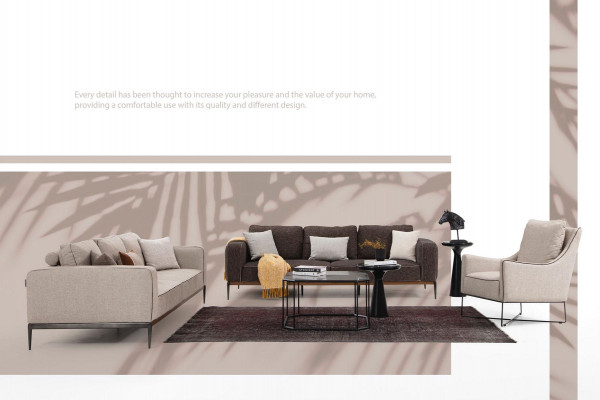 Ohrensessel Sessel Sitzer Cocktailsessel Stoff Wohnzimmer Modern Beige