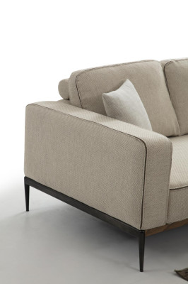 Sofa Zweisitzer 2 Sitzer Stoff Sofas Modern Design Wohnzimmer Beige