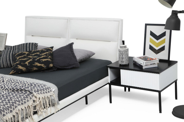 Bett Bettrahmen Doppelbett Holz Modern Weiß Schlafzimmer Doppel Design