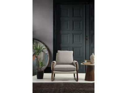 Sessel Ohrensessel Stoff Grau Wohnzimmer Polyester 1 Sitzer Modern Neu