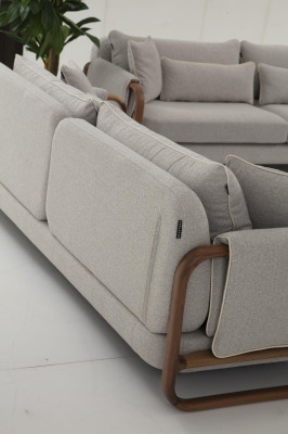 Sofa 2 Sitzer Zweisitzer Modern Stoff Grau Sofas Design Wohnzimmer Neu