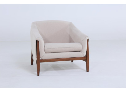 Sessel Ohrensessel Stoff Weiß Wohnzimmer Polyester 1 Sitzer Modern Neu