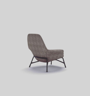 Sessel Ohrensessel Stoff Grau Wohnzimmer Polyester 1 Sitzer Modern Neu