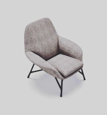 Sessel Ohrensessel Stoff Grau Wohnzimmer Polyester 1 Sitzer Modern Neu