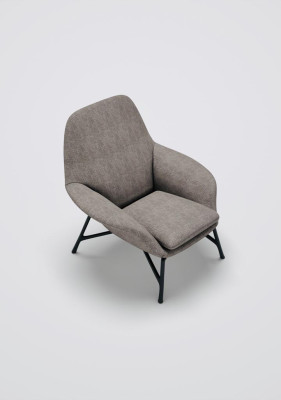 Sessel Ohrensessel Stoff Grau Wohnzimmer Polyester 1 Sitzer Modern Neu