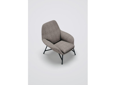 Sessel Ohrensessel Stoff Grau Wohnzimmer Polyester 1 Sitzer Modern Neu