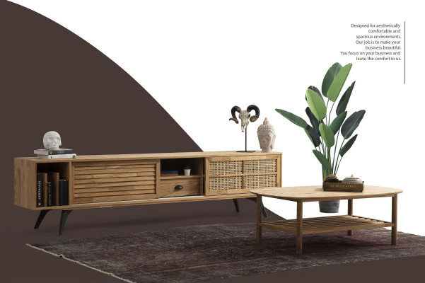 TV Ständer RTV Lowboard Sideboard Tisch Braun Holz Modern Wohnzimmer