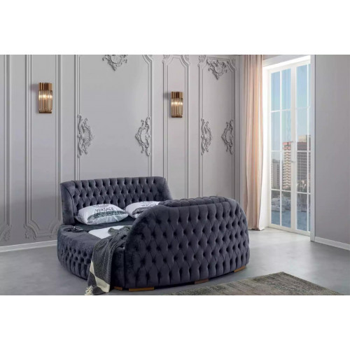 Rund Bett Chesterfield Betten mit TV Fernseher Lift Luxus Doppelbett 180x200