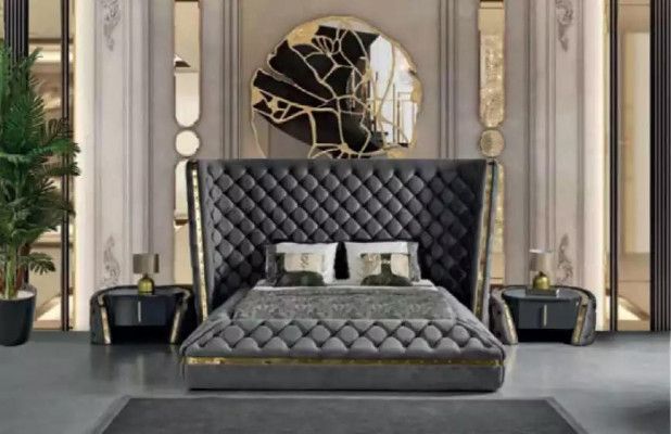 Chesterfield Schlafzimmer Set Bett 2x Nachttische Schminktisch Schrank 5tlg