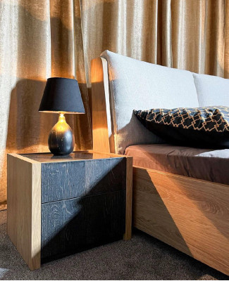 Schlafzimmer Set Beige Bett 2x Nachttische Kommode Kleiderschrank Modern 5tlg.