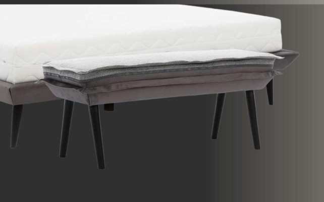 Schlafzimmer Set Grau Bett Elegantes 2x Nachttische Luxus Hocker Modern 4tlg.