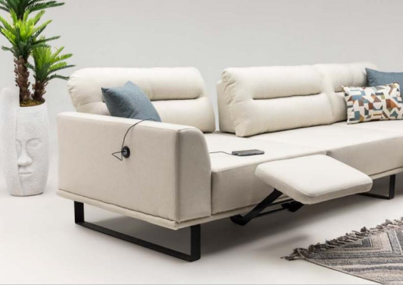 Sofagarnitur Ecksofa L form Sessel Stoffsofa Polstersofa Beige Couch