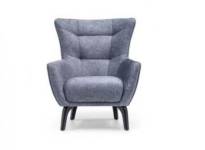 Wohnzimmer Einsitzer Sessel Ohrensessel Stoffsessel Grau Polster Sitz