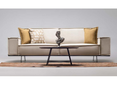 Zweisitzer Sofa 2 Sitzer Stoffsofa Polstersofa Beige Couch Moderne