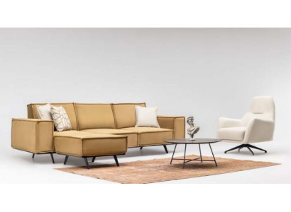 Sofagarnitur Sofa 4 Sitzer Sessel Hocker Stoffsofa Polstersofa Braun