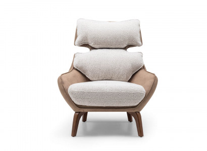 Moderne Sessel Wohnzimmer Ohrensessel Stoffsessel Beige Polster