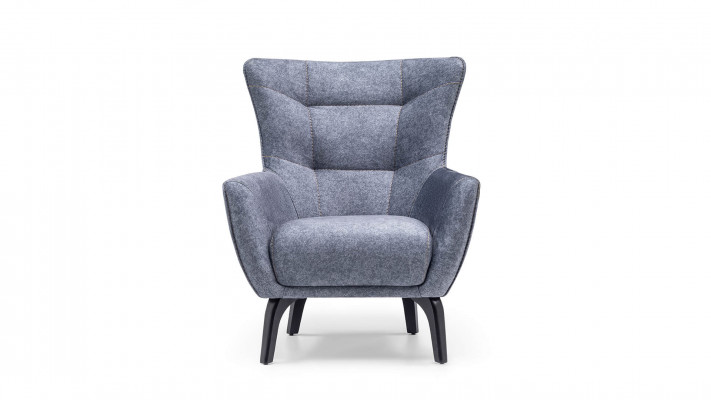 Sessel Wohnzimmer Ohrensessel Stoffsessel Grau Polster Einsitzer Sitz