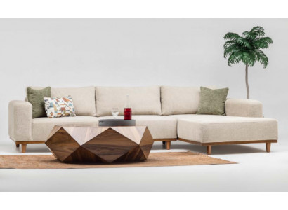 Eckgarnitur Ecksofa L form Stoffsofa Polstersofa Couch Sofa Beige