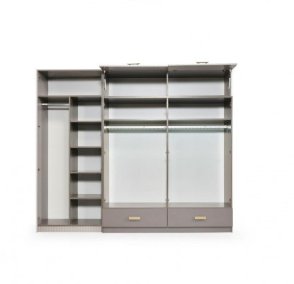 Garnitur Schlafzimmer Doppelbett Nachttische Kleiderschrank Beige 4tlg
