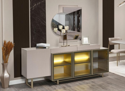 Sideboard Anrichte Holzschrank Schrank Kommode Beige Holz Esszimmer