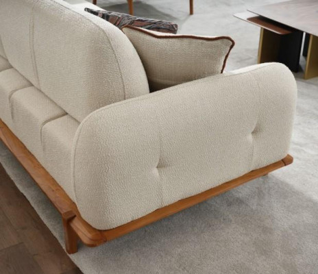 Couchgarnitur Dreisitzer Sessel Couch Braun Polstersofa Stoffsofa 3tlg