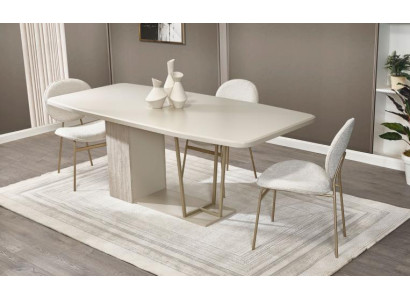 Weiße Essecke Designer Essgruppe Luxuriöse Esszimmer Möbel Stühle Tisch