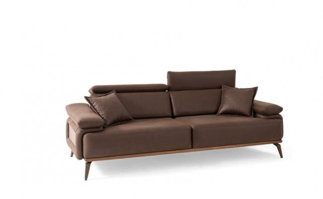 Braunes Ledersofa Designer 3-er Polstercouch Moderne Wohnzimmer Möbel