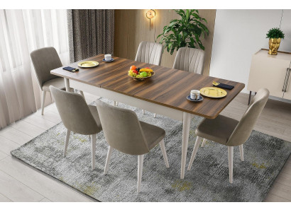 Moderne Esszimmer Möbel Designer Esstisch Polster Stühle Holztisch 7tlg