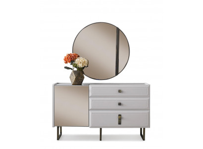 Moderne Garnitur Designer Kommode Luxuriöser Spiegel Wohnzimmer Konsole