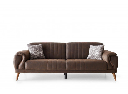 Stilvoller Dreisitzer Polster Couch Wohnzimmer Stoffsofa Brauner 3-er