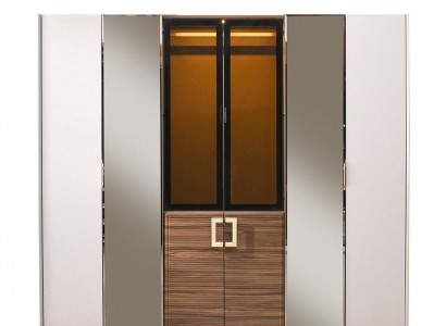 Beiger LED-Kleiderschrank Holzschrank Schlafzimmer Möbel Spiegelschrank