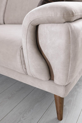 Hellbeiger Dreisitzer Luxuriöses Stoffsofa Moderne Wohnzimmer Sitzmöbel
