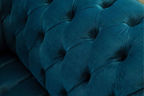 Chesterfield Sessel Design Polster Sofa Couch Blau Textil Möbel