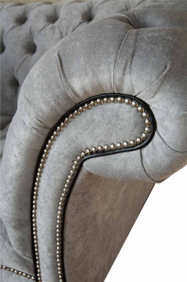Chesterfield Sessel Stoff Wohnzimmer Design Polster Textil Design Luxus