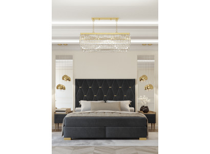 Designer Graue Schlafzimmer Garnitur Edelstahl Doppelbett Nachttische
