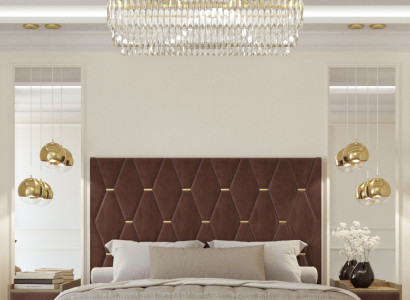 Großes Braunes Edelstahlbett Designer Doppelbetten Textilbetten 3tlg Set