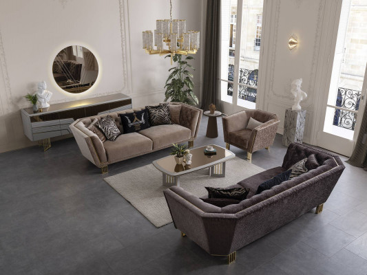 Modernes Set Luxus Sofagarnitur 3+3+1 Sitzer Stilvolle Polster Sitzmöbel