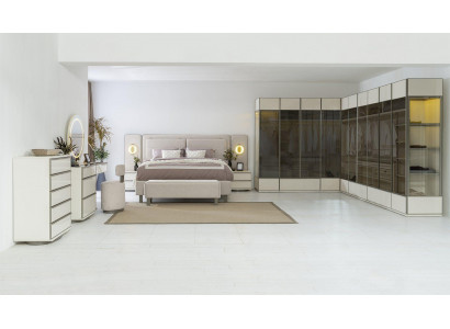 Komplettes Schlafzimmer Set Designer Bett Nachttische Schminktisch 7tlg