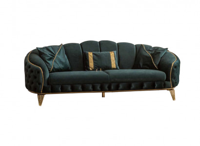 Modern Chesterfield Grün Sofa 3 Sitz Couchen Dreisitzer  Neu Textil Metall