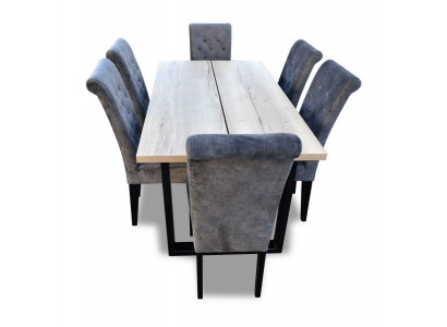 Esstisch Garnitur Tisch + 6x Stühle Esszimmer Stuhl Garnitur Tisch Holz