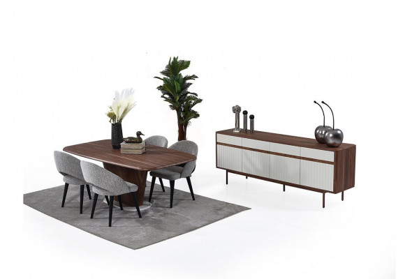 Luxuriöser Esstisch Esszimmer Abgerundeter TIsch Designer Holztische