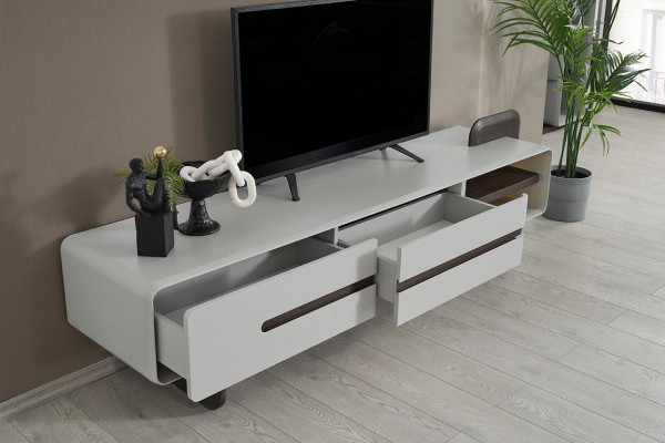 Weißes Lowboard Modernes RTV 2-türiges Wohnzimmer Sideboard Holzmöbel
