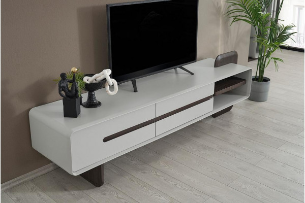 Weißes Lowboard Modernes RTV 2-türiges Wohnzimmer Sideboard Holzmöbel