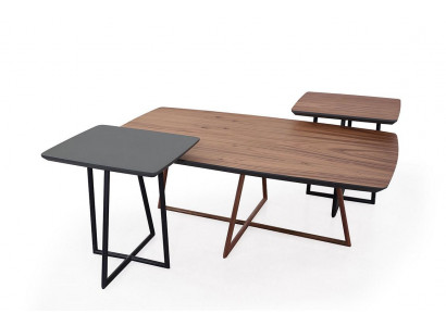 Braun-Schwarzes Couchtisch Set Wohnzimmer Beistelltisch 2x Tische 3tlg