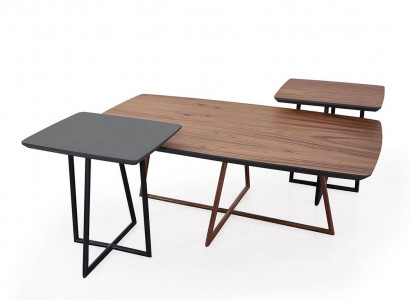 Braun-Schwarzes Couchtisch Set Wohnzimmer Beistelltisch 2x Tische 3tlg