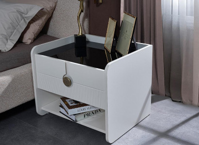 Weißer Nachttisch Designer Schlafzimmer Nachtkonsole Moderne Holz Möbel